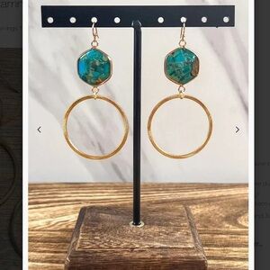 Gold and Turquoise Drop Earrings